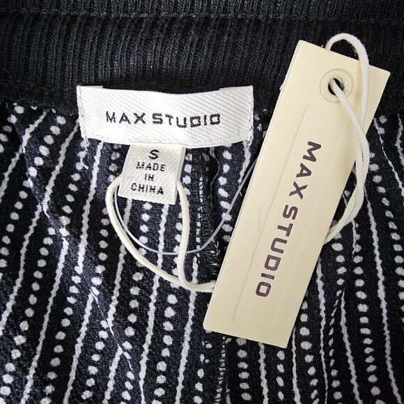 Max Studio Wide Leg Cropped Crepe Black And White Trouser Capri Pants - Picture 6 of 10